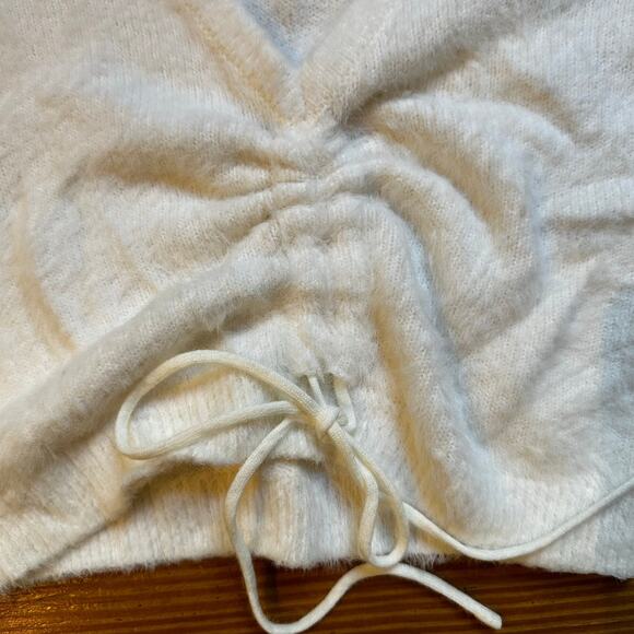Lottie Moss white fuzzy long sleeve adjustable front sweater SIZE S - Picture 3 of 4